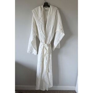 MagicLinen Waffle Robe Off-White Linen Cotton Hooded Bathrobe XXL Handmade